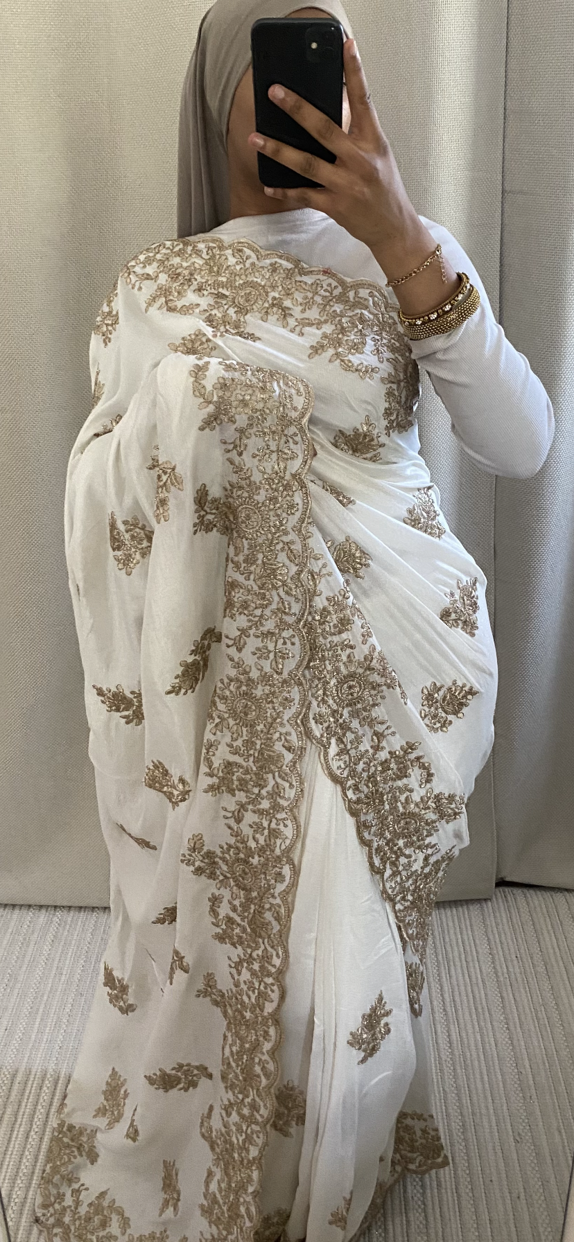 Saree Nour blanc