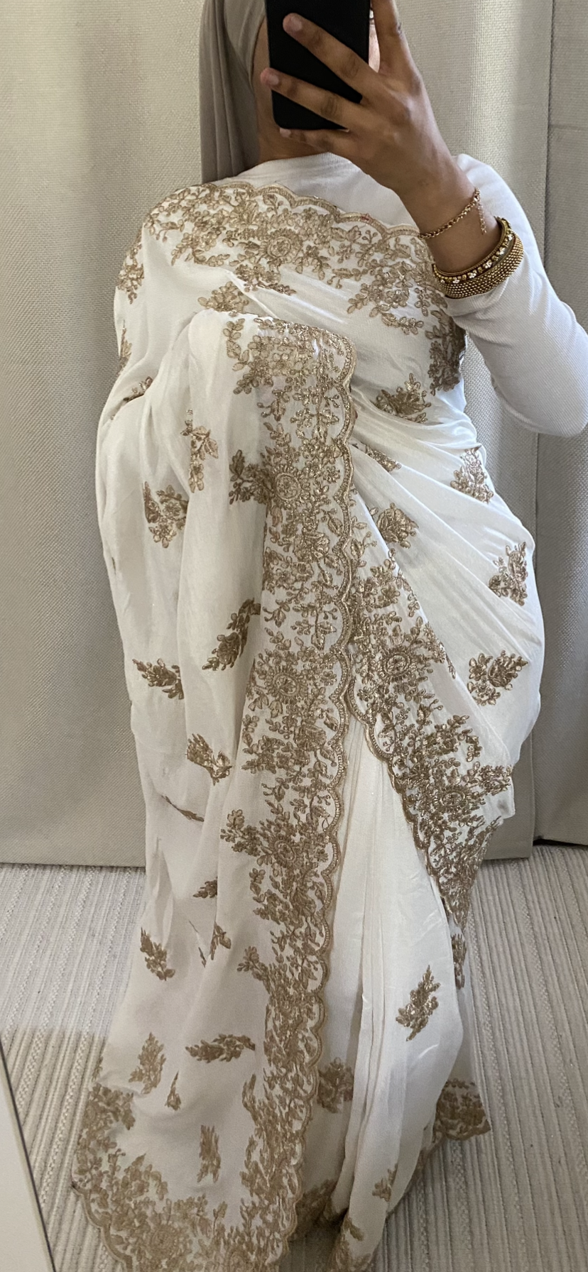 Saree Nour blanc