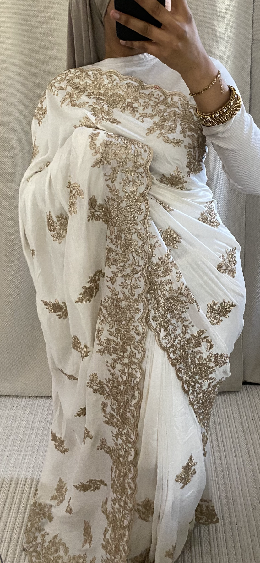 Saree Nour blanc