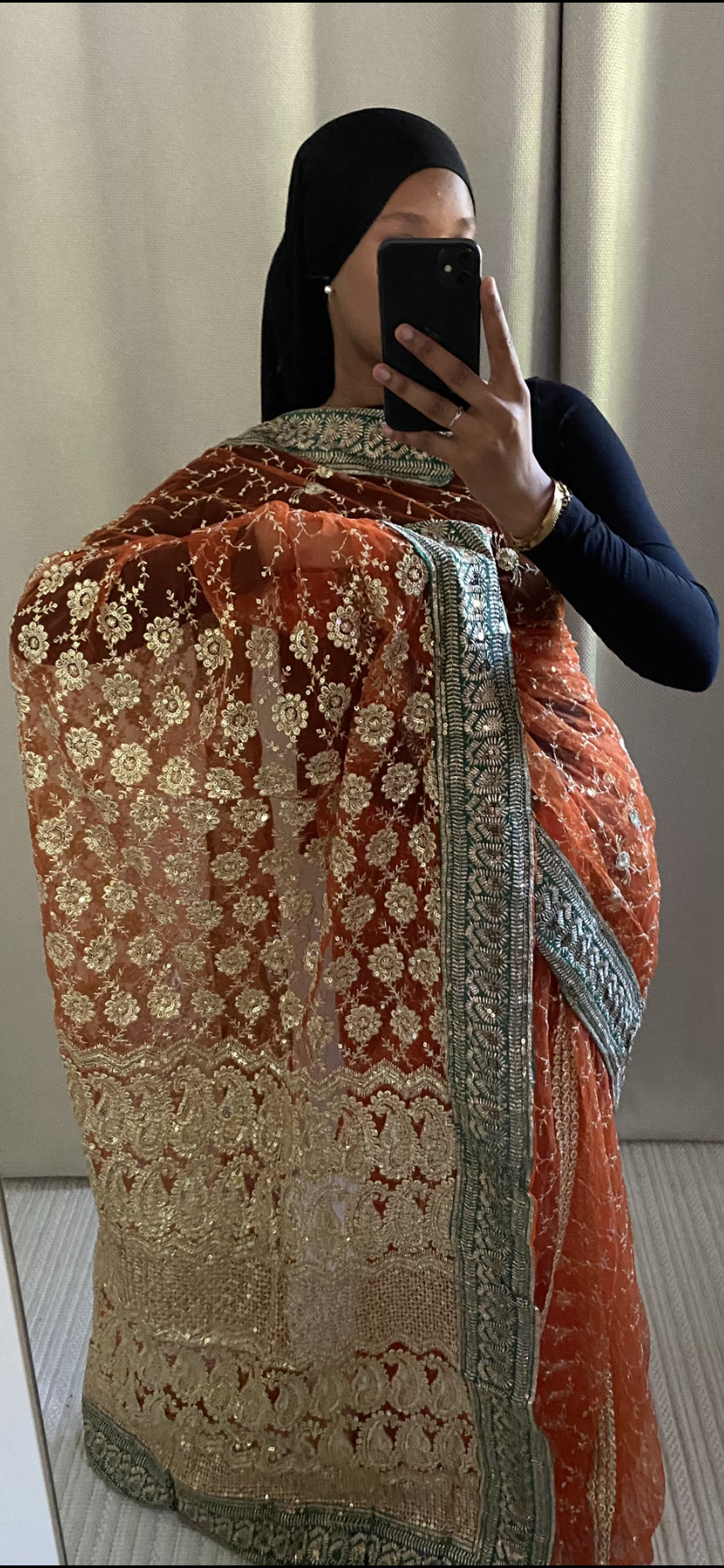 Saree Golg orange