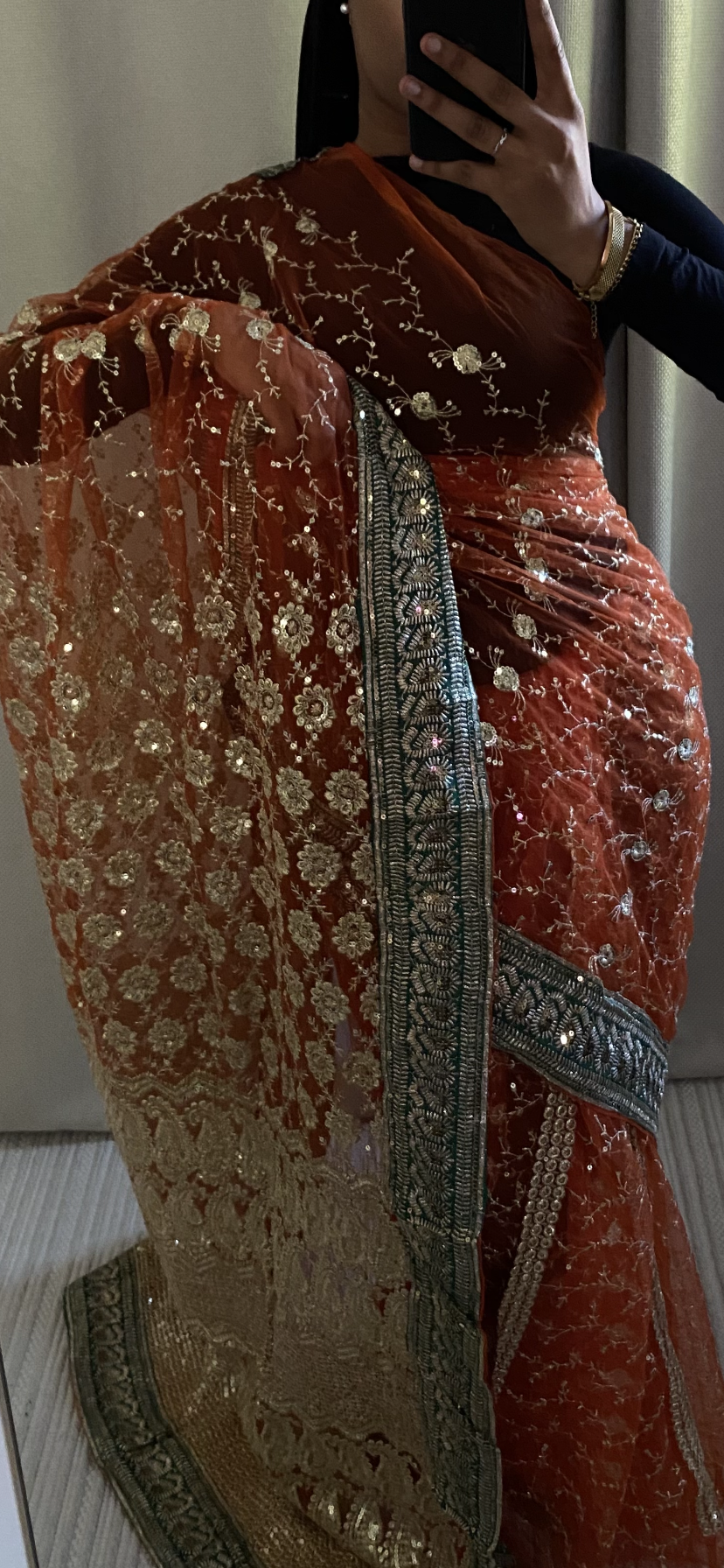 Saree Golg orange