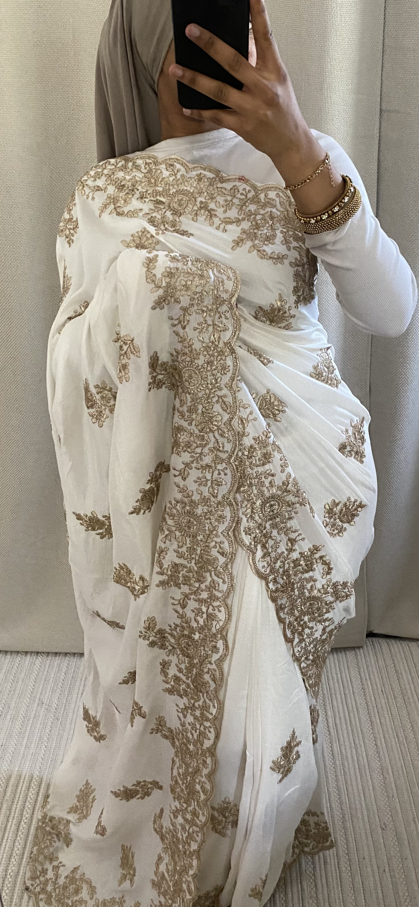 Saree Nour blanc