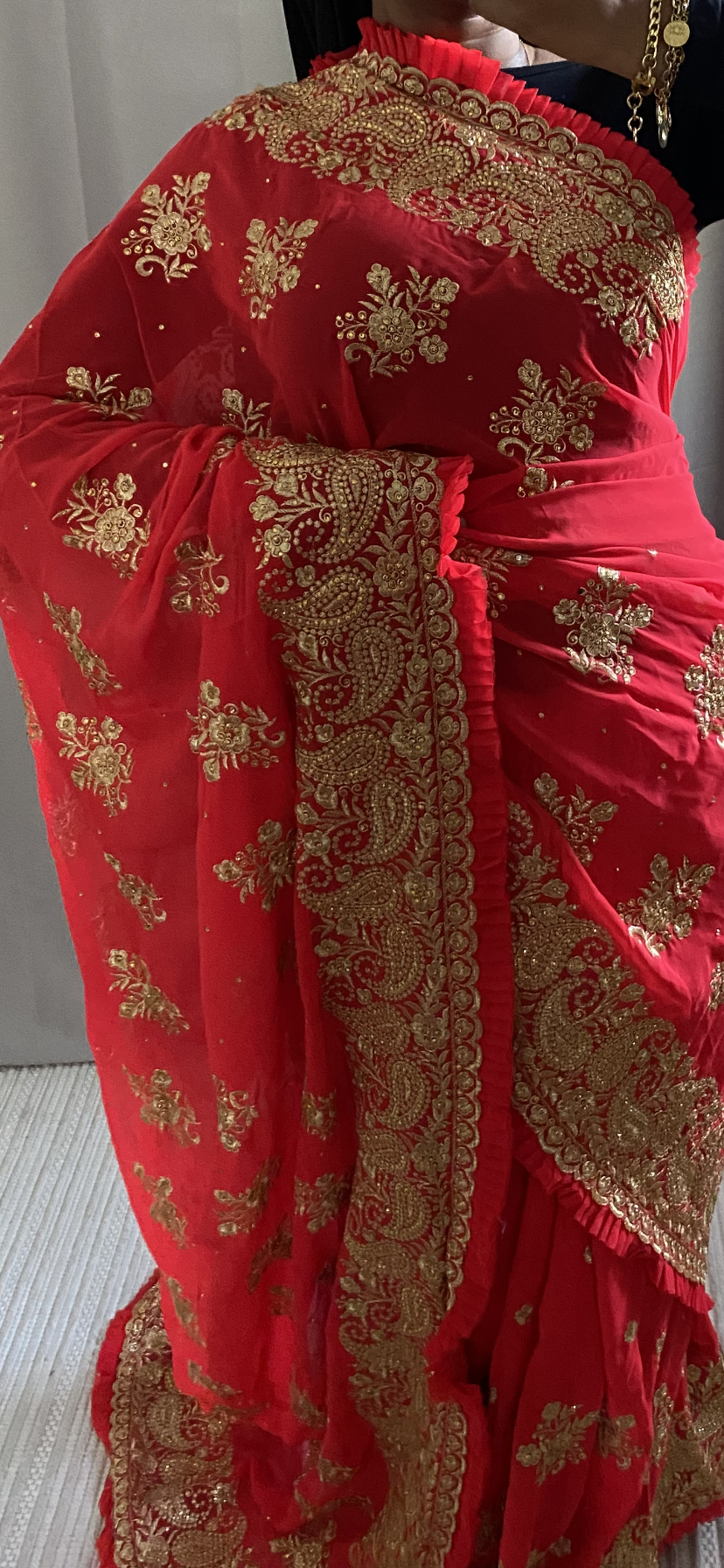 Saree Kajal rose saumon