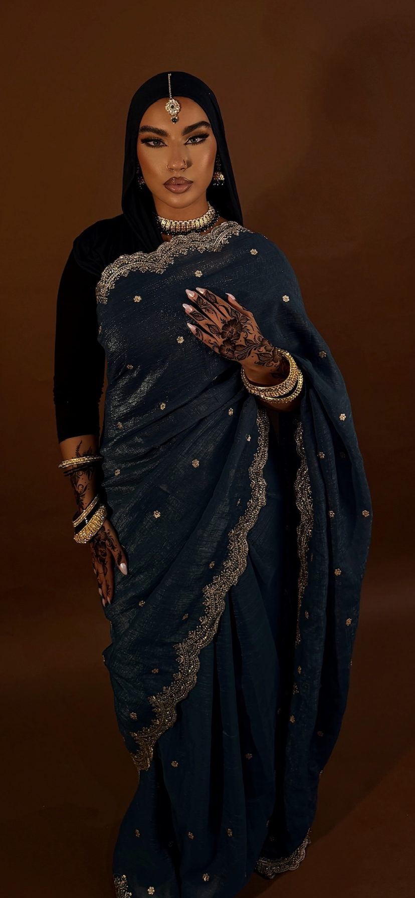 Saree Ilham bleu