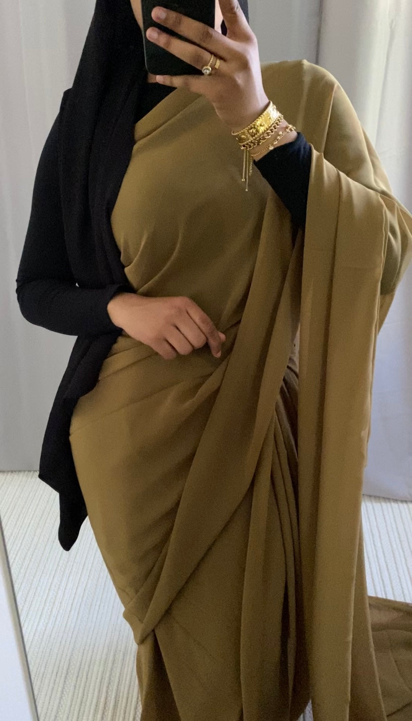 Plain khaki saree