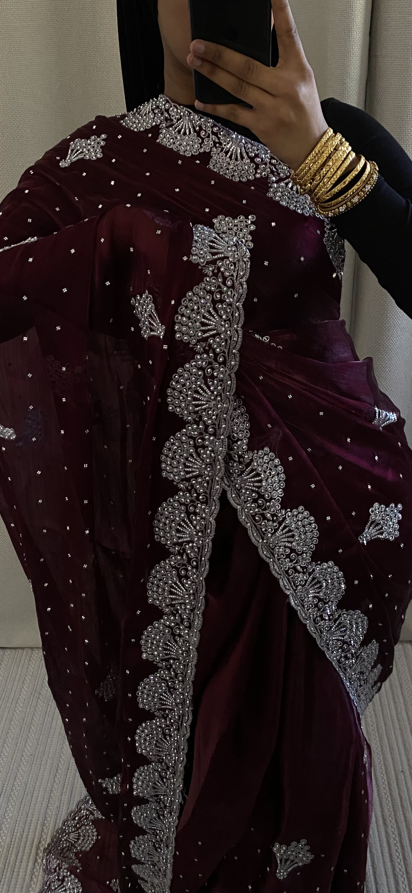 Saree Organza bordeau