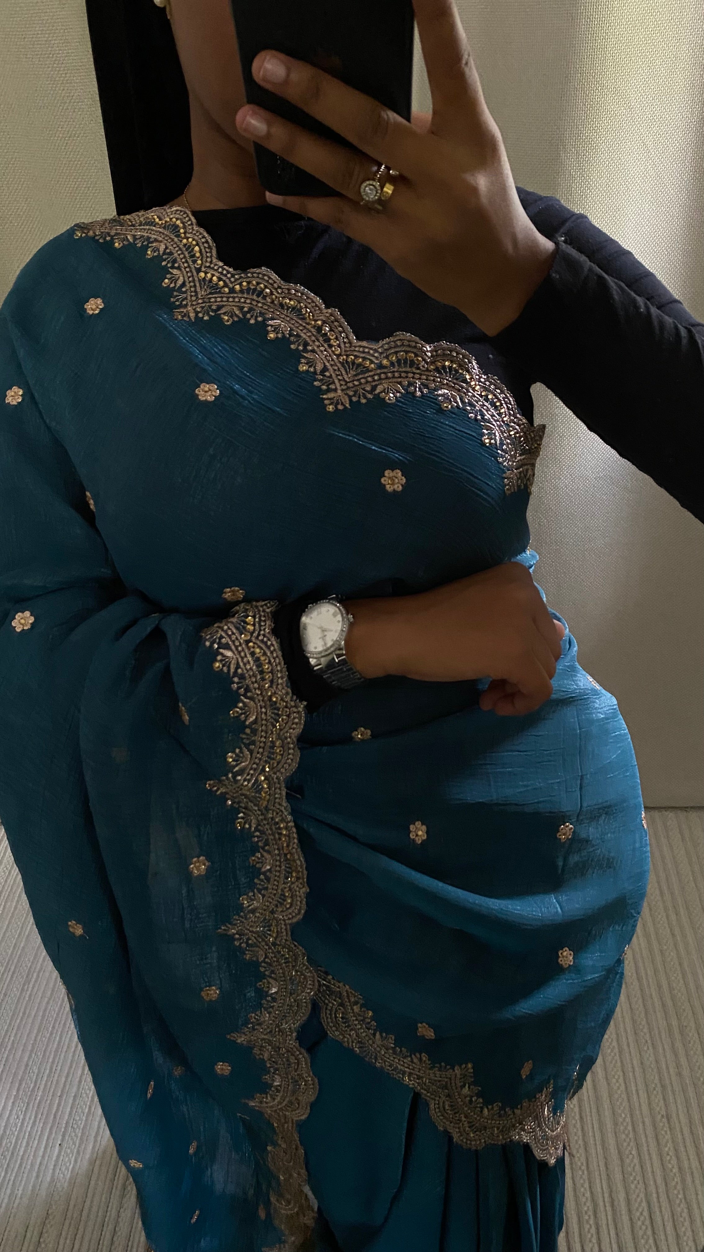 Saree Ilham bleu