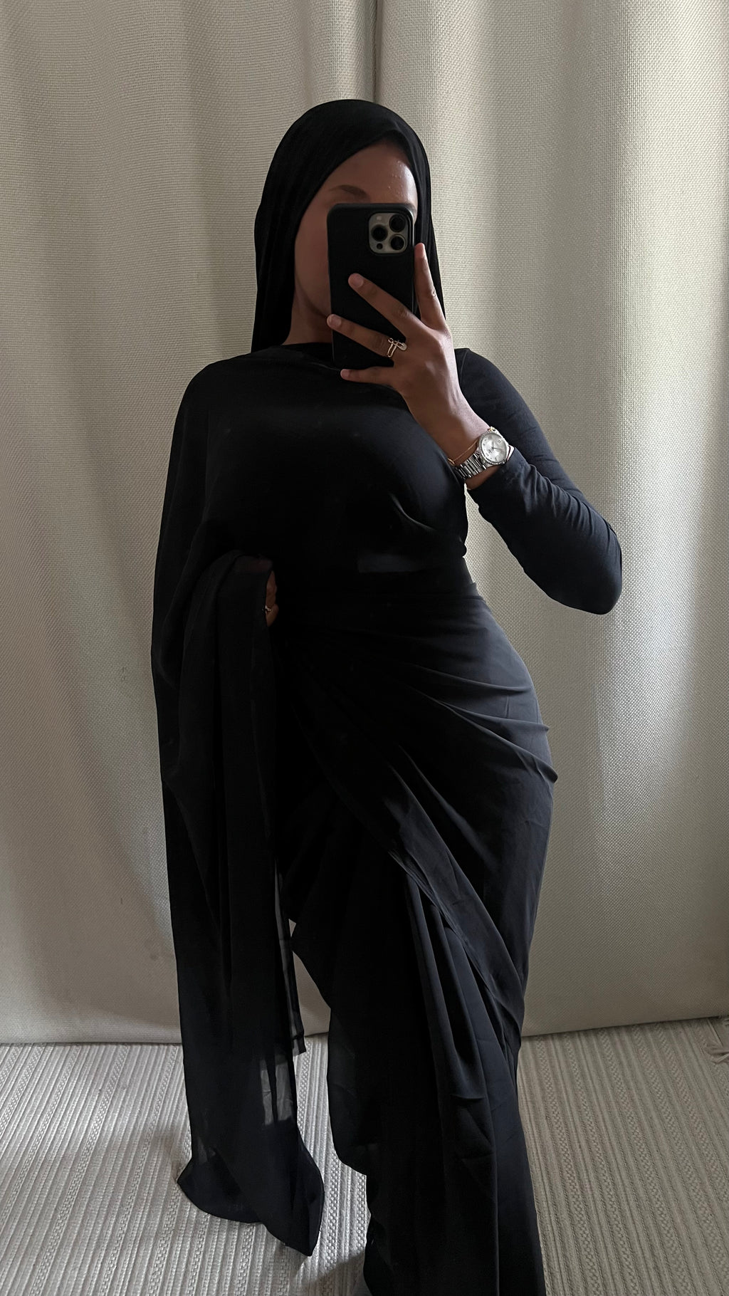 Saree uni noir
