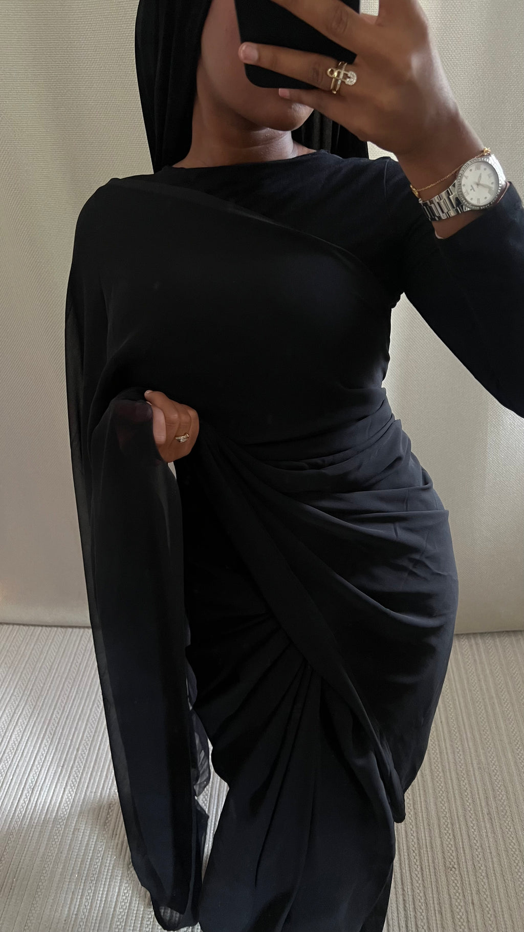 Saree uni noir