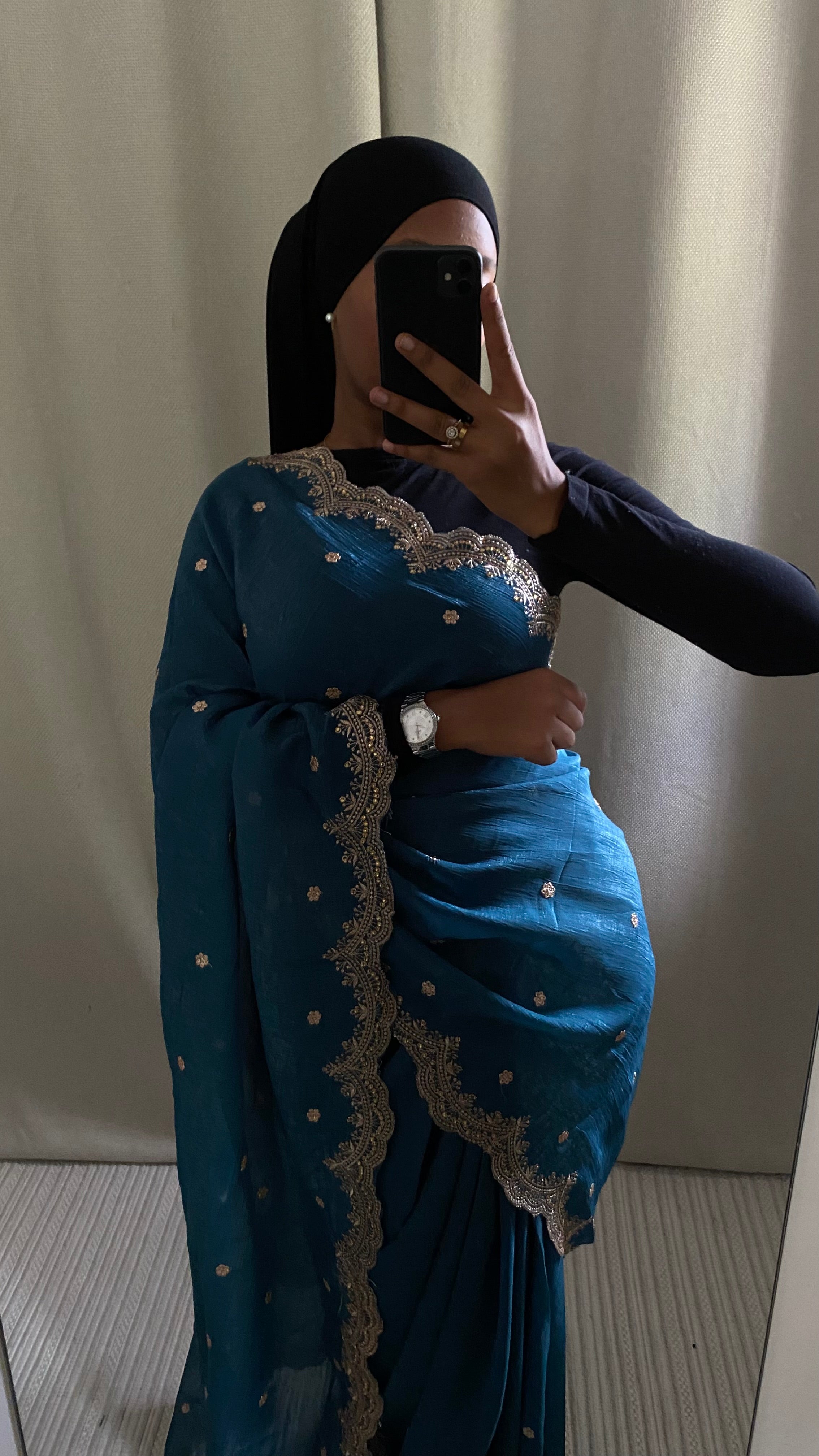 Saree Ilham bleu