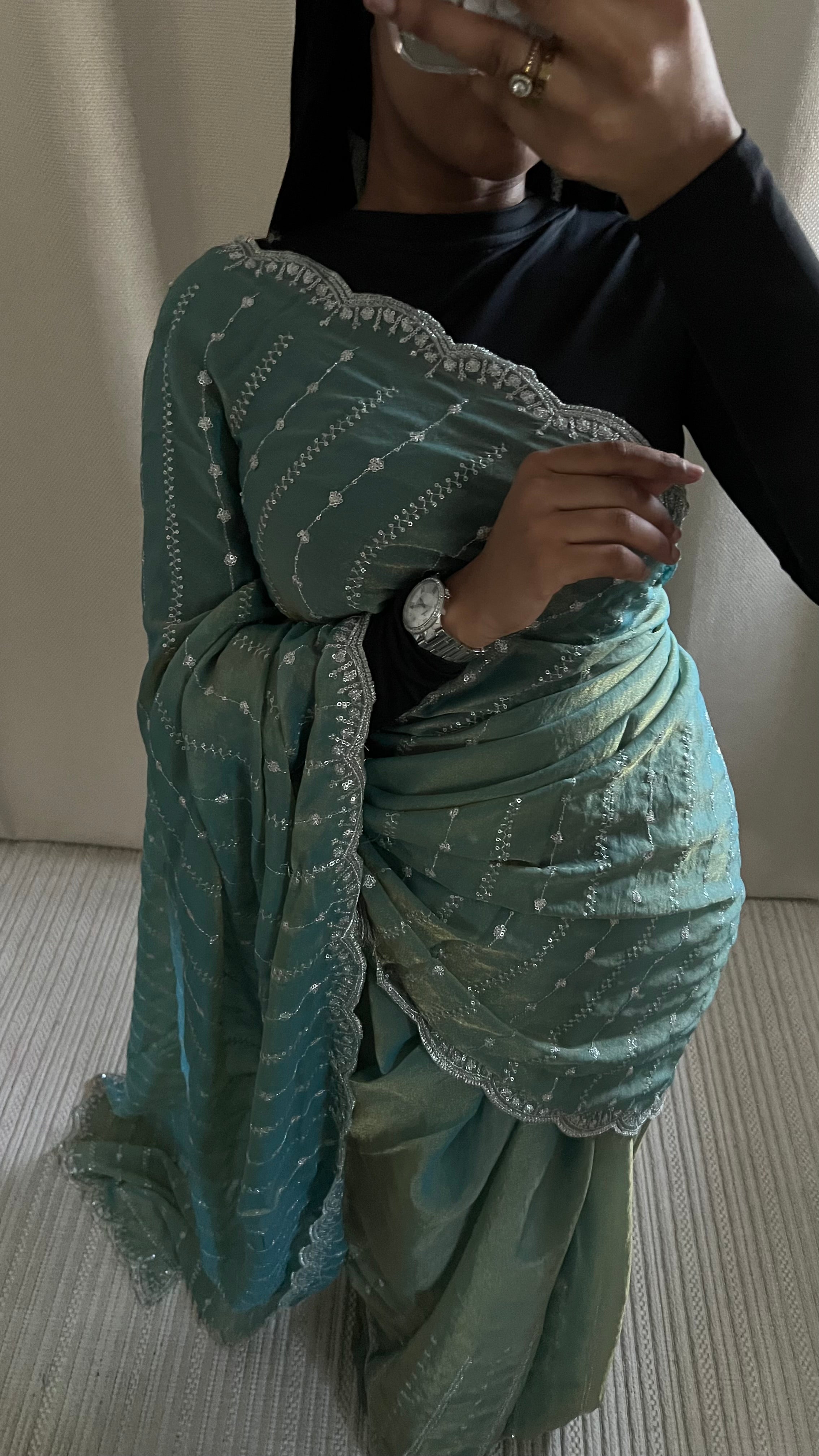 Saree Nouriya bleu