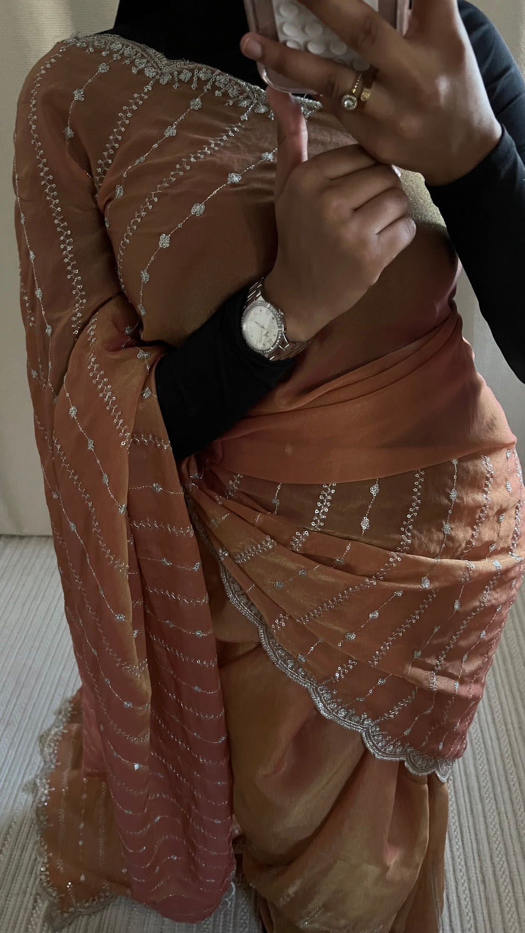 Saree Nouriya orange  pastel