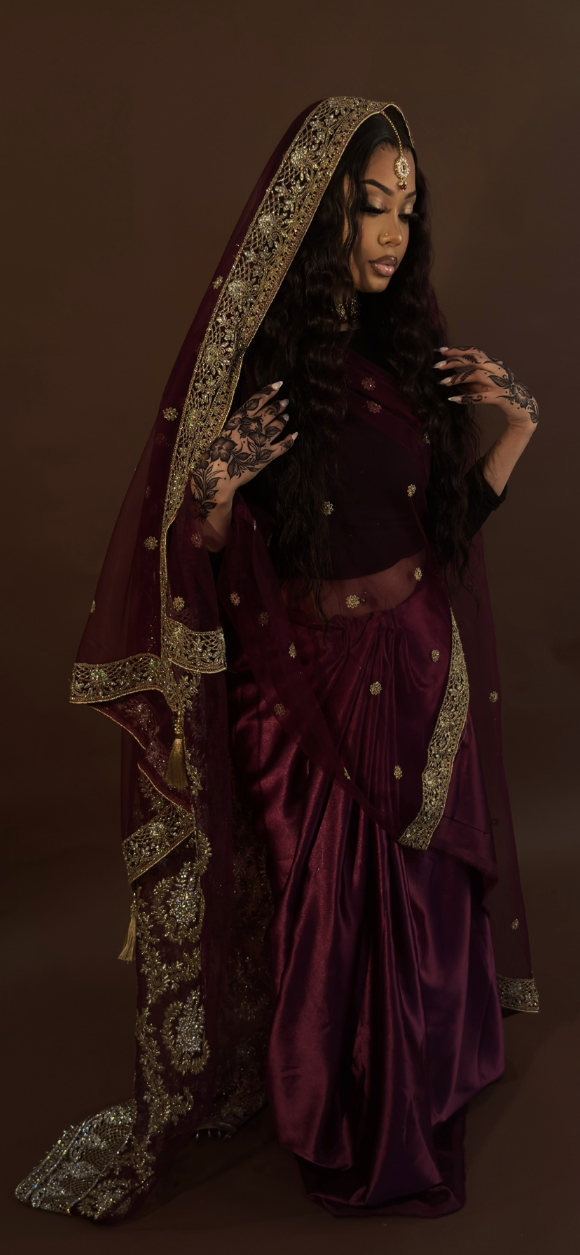 Saree Imane rouge