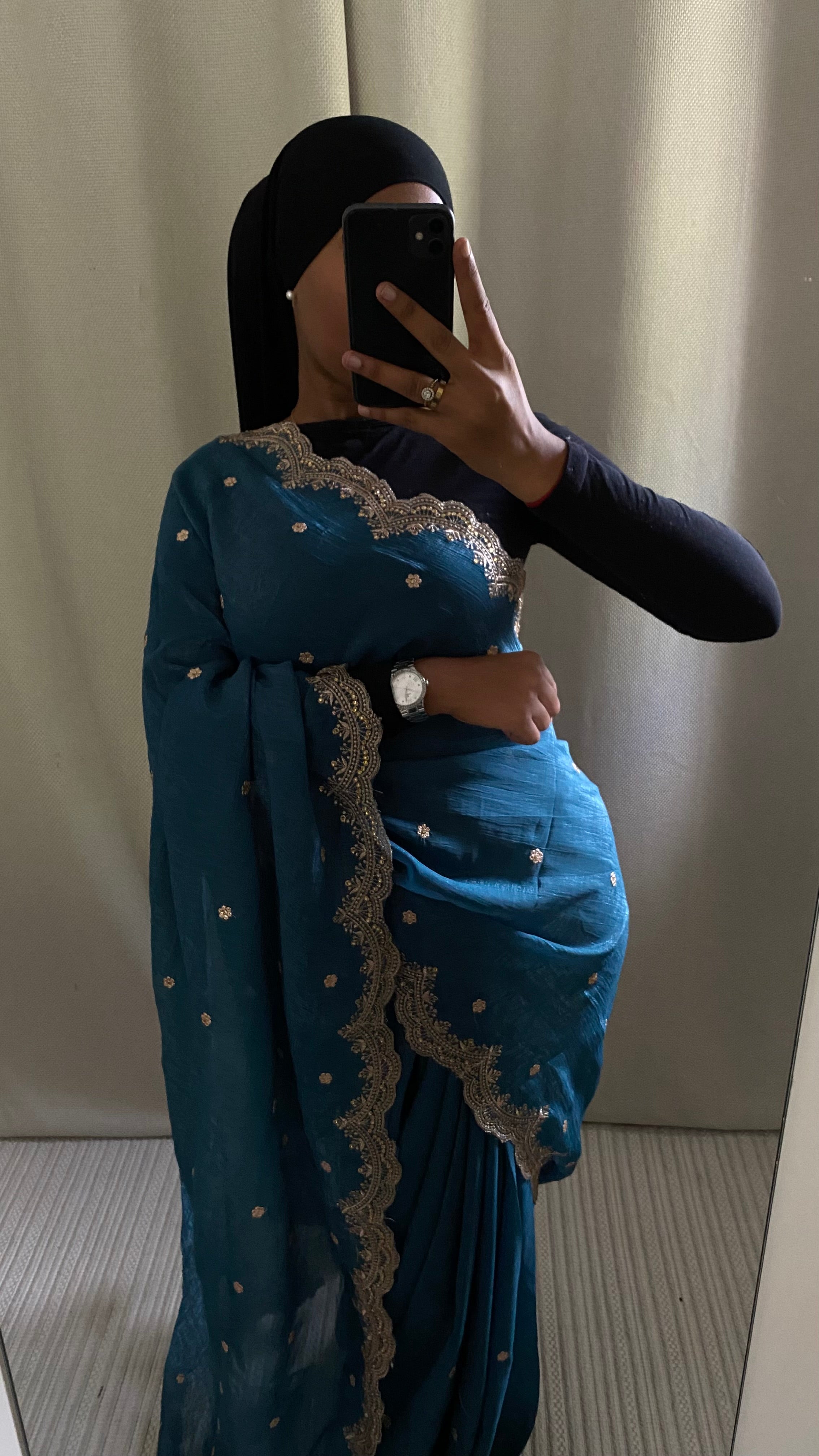 Saree Ilham bleu