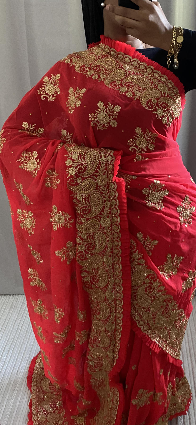 Saree Kajal rose saumon