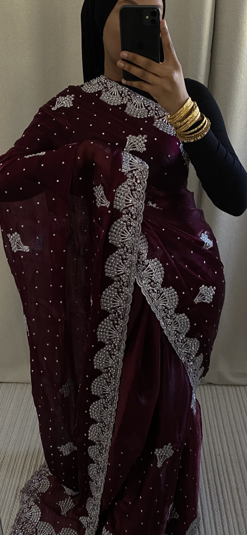 Saree Organza bordeau