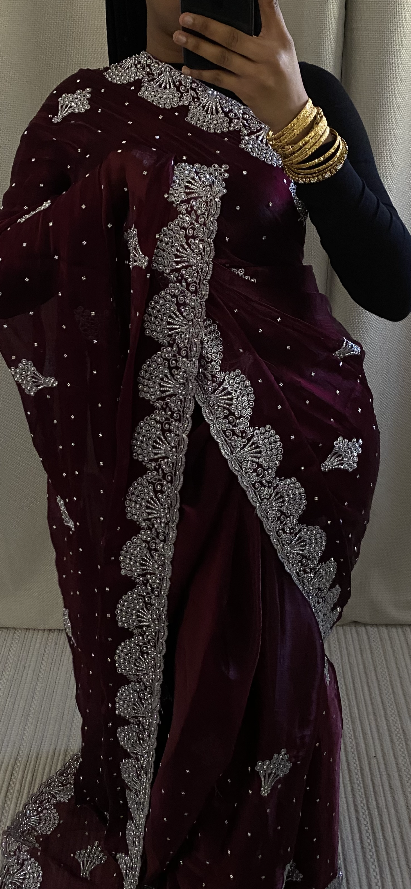 Saree Organza bordeau
