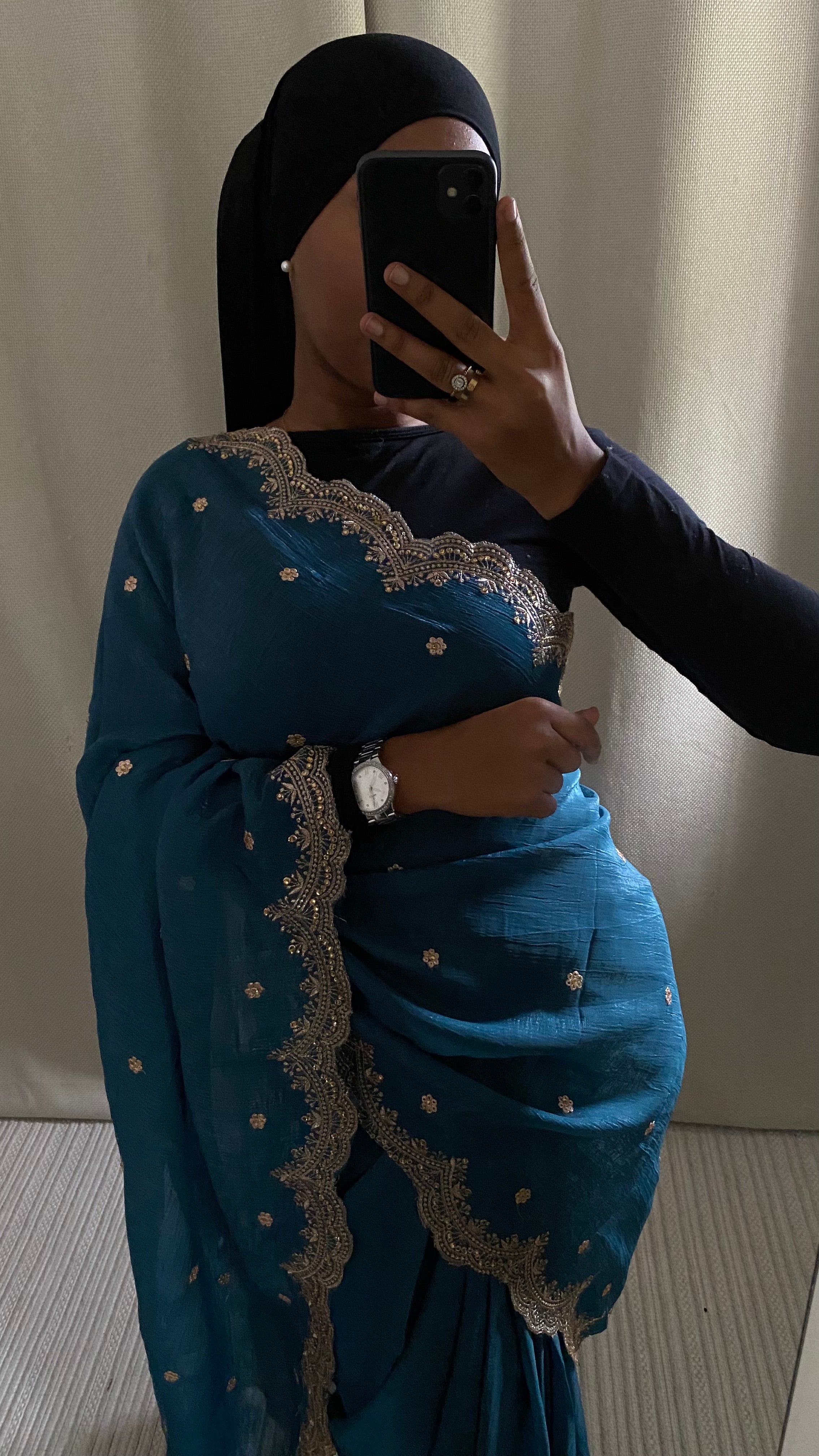 Saree Ilham bleu