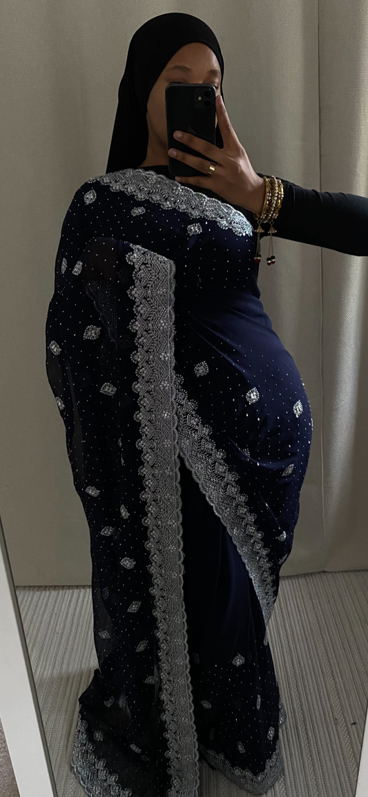 Saree Houriya bleu