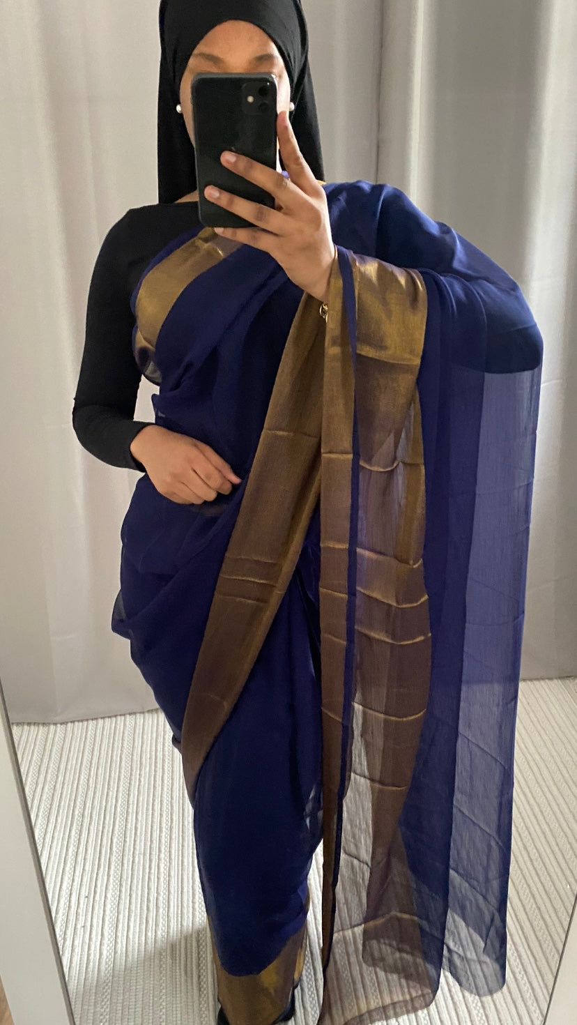 Saree Uma bleu