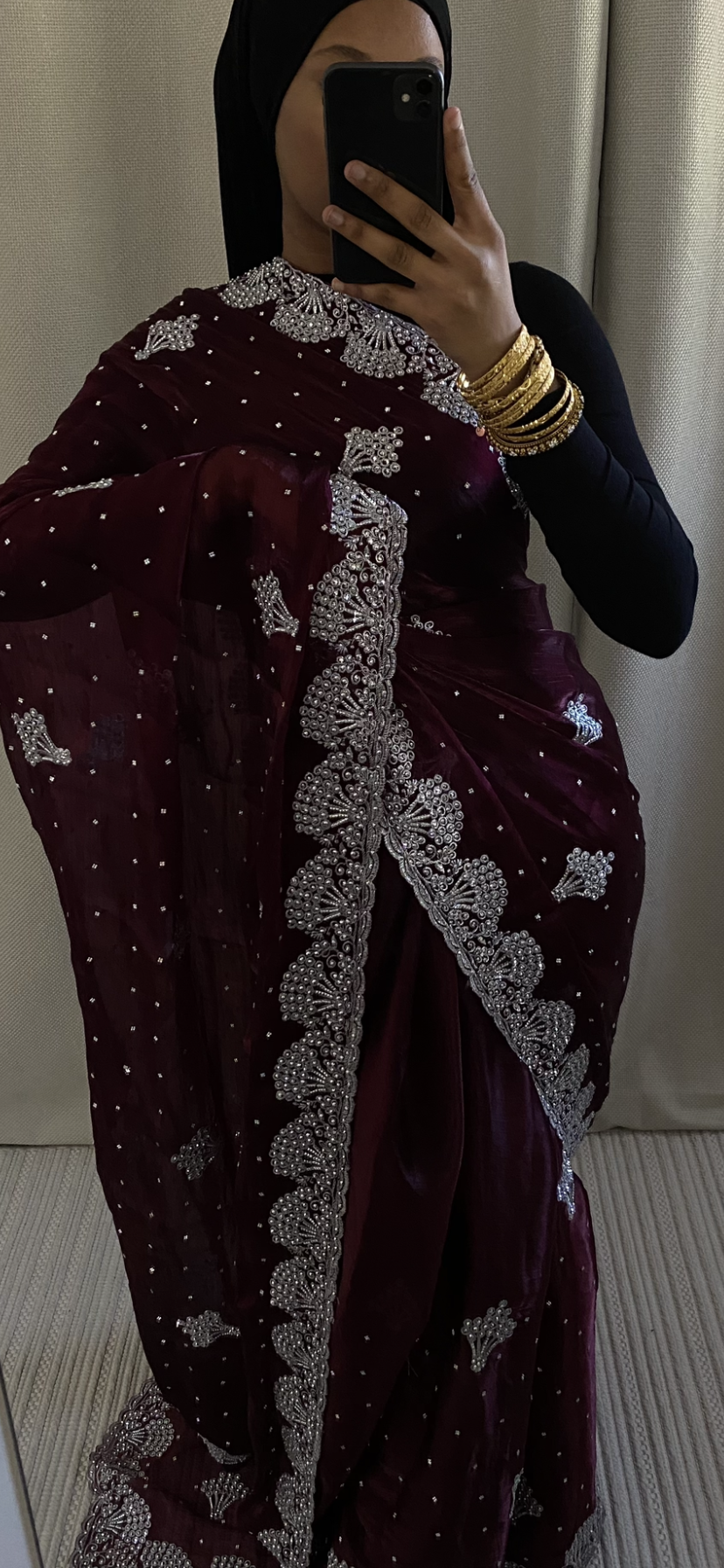 Saree Organza bordeau