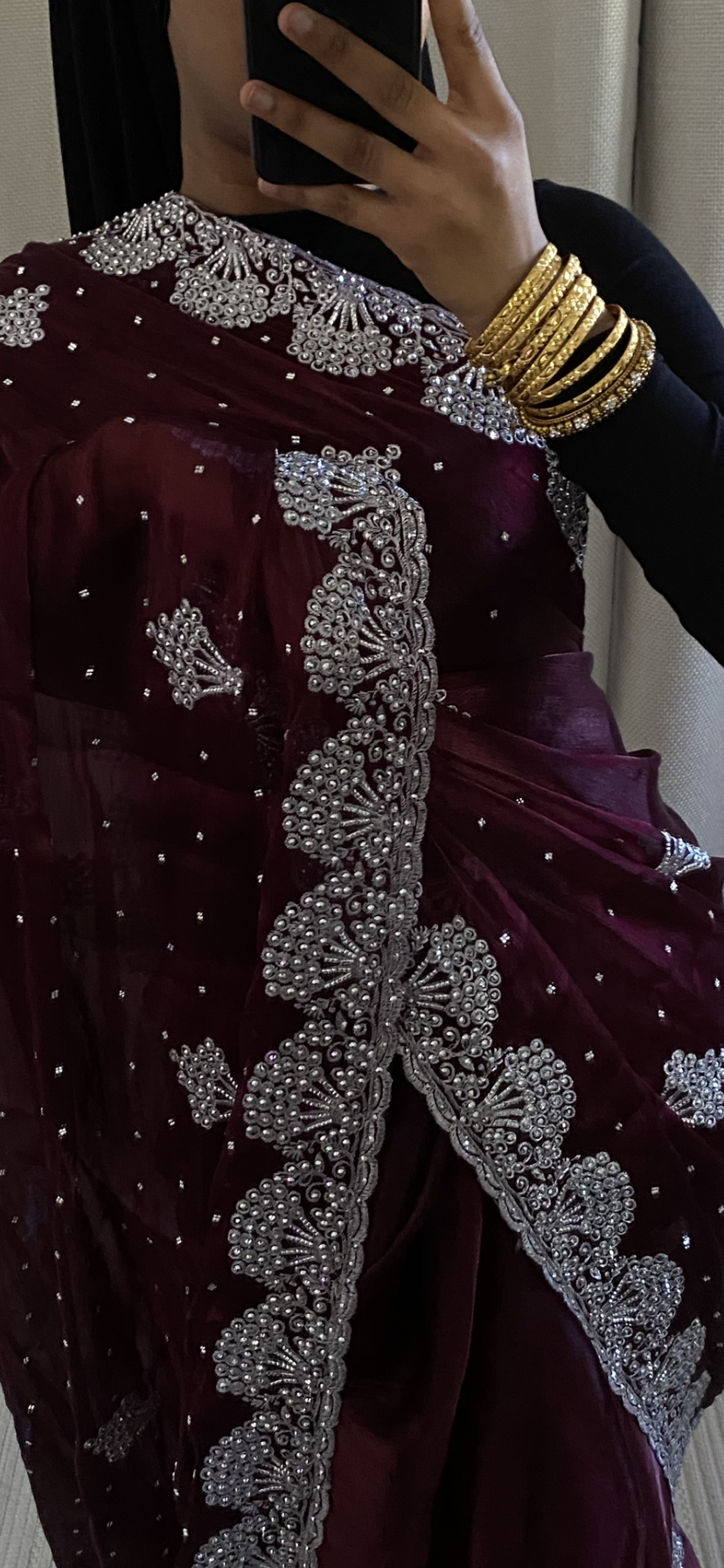 Saree Organza bordeau