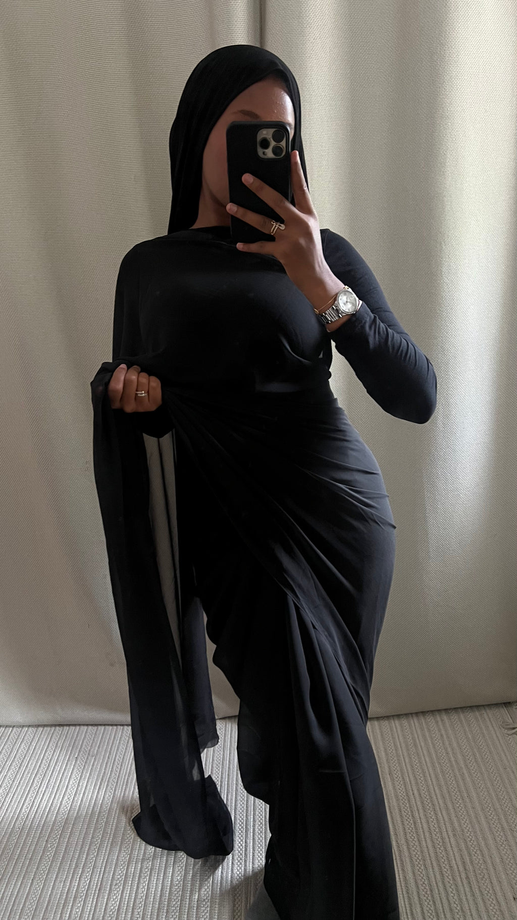 Saree uni noir