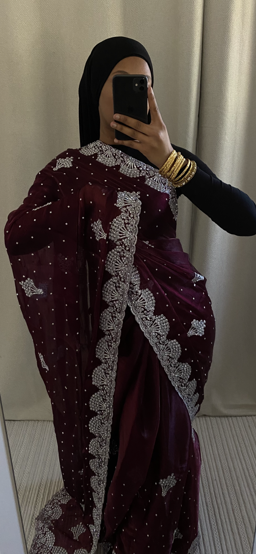 Saree Organza bordeau