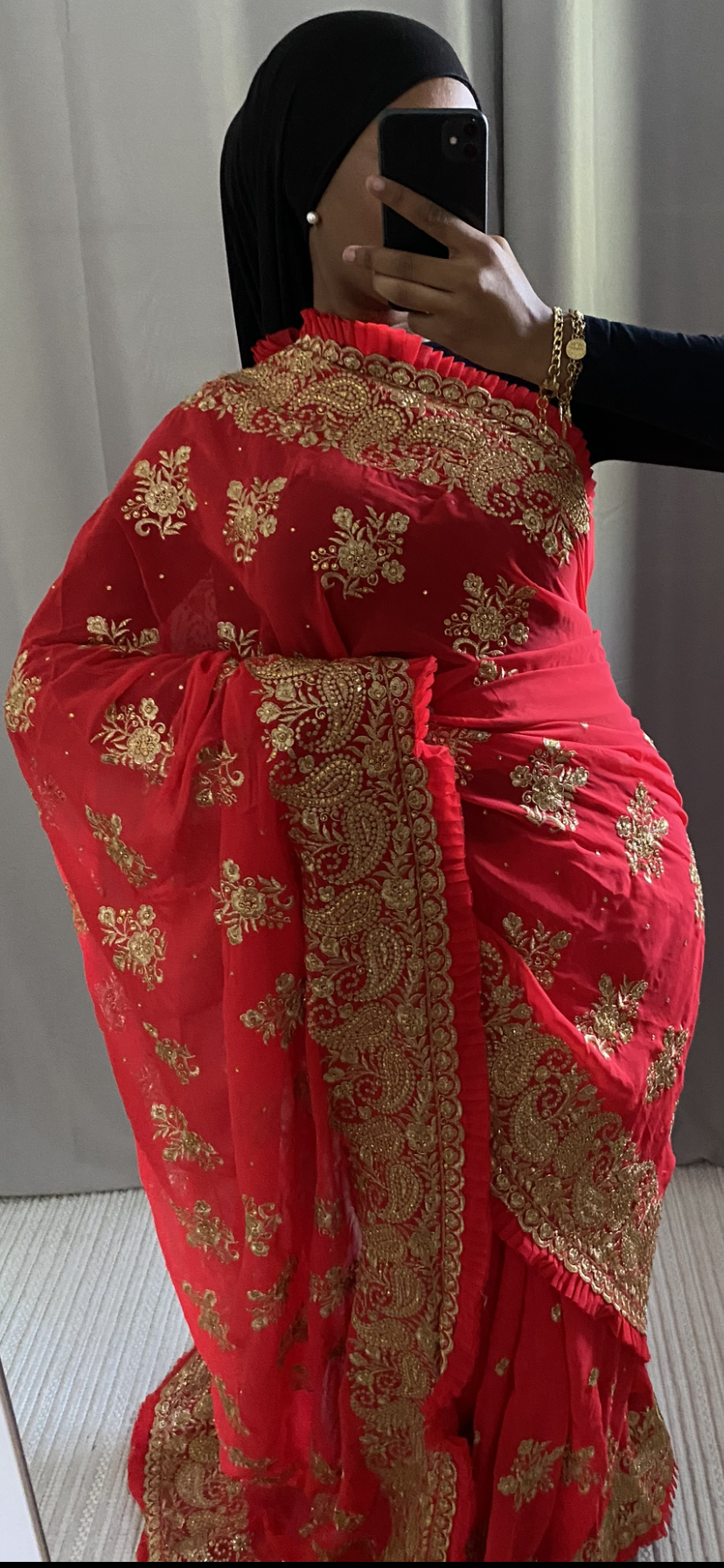 Saree Kajal rose saumon