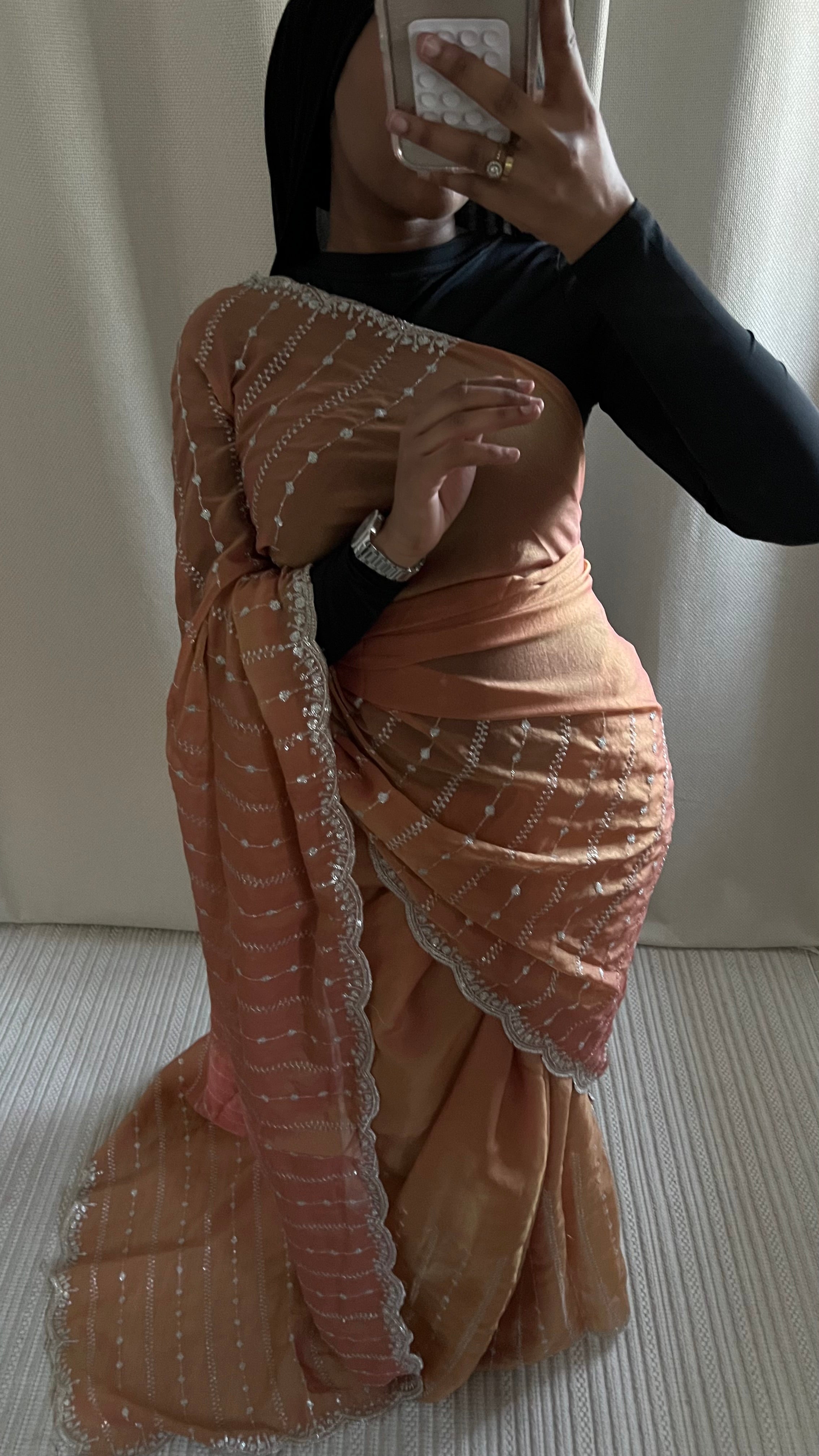 Saree Nouriya orange  pastel