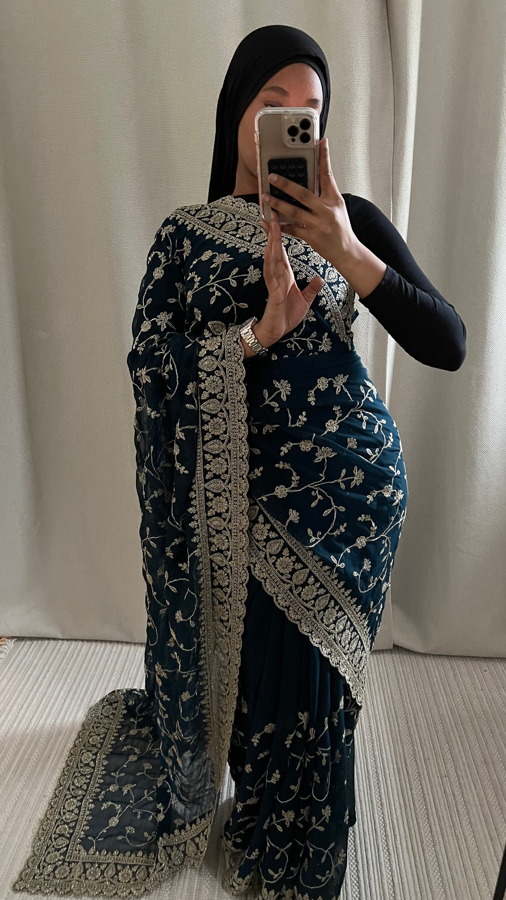 Saree Jihane bleu