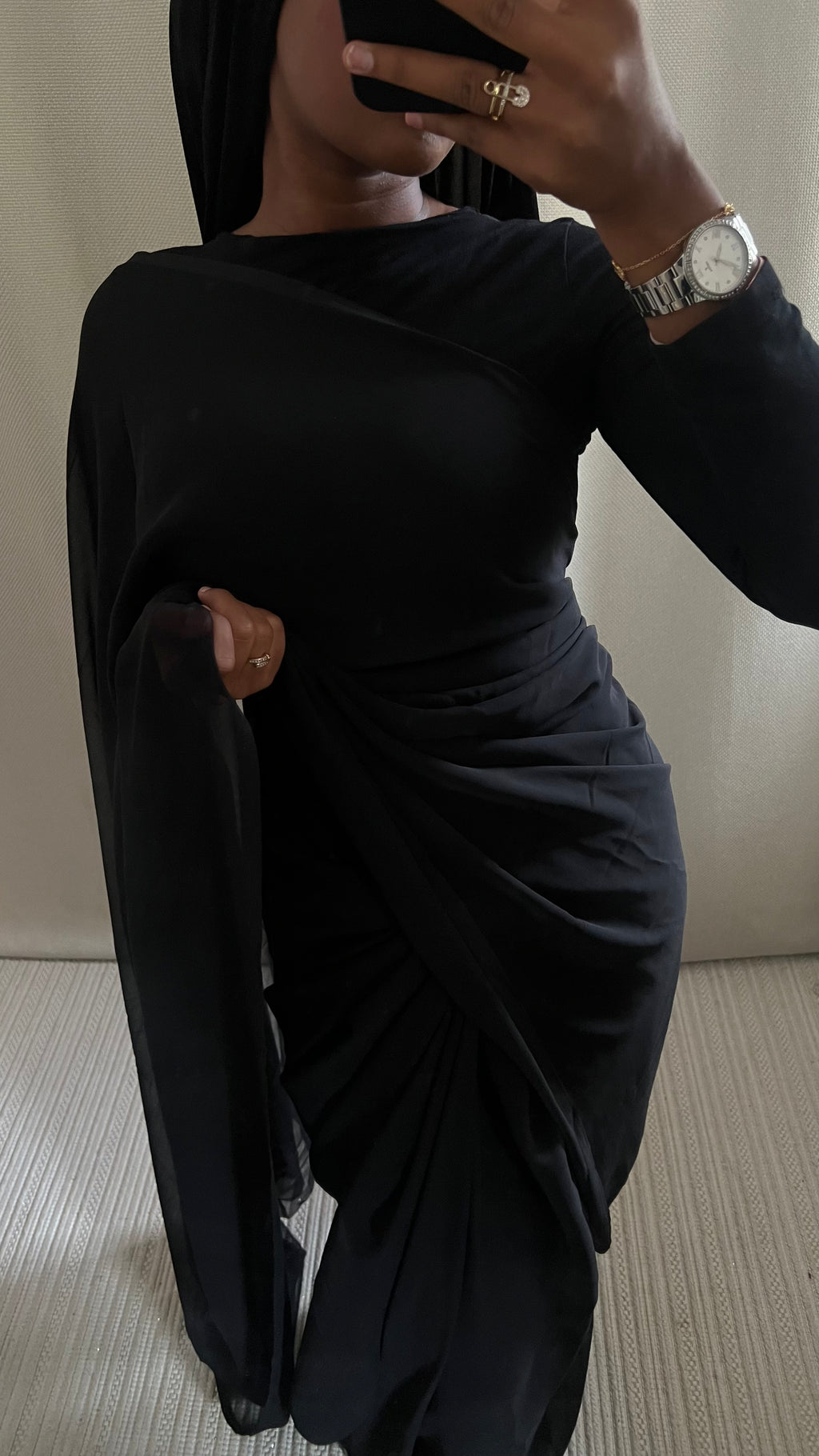Saree uni noir