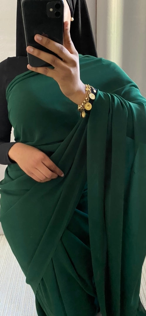 Saree vert uni