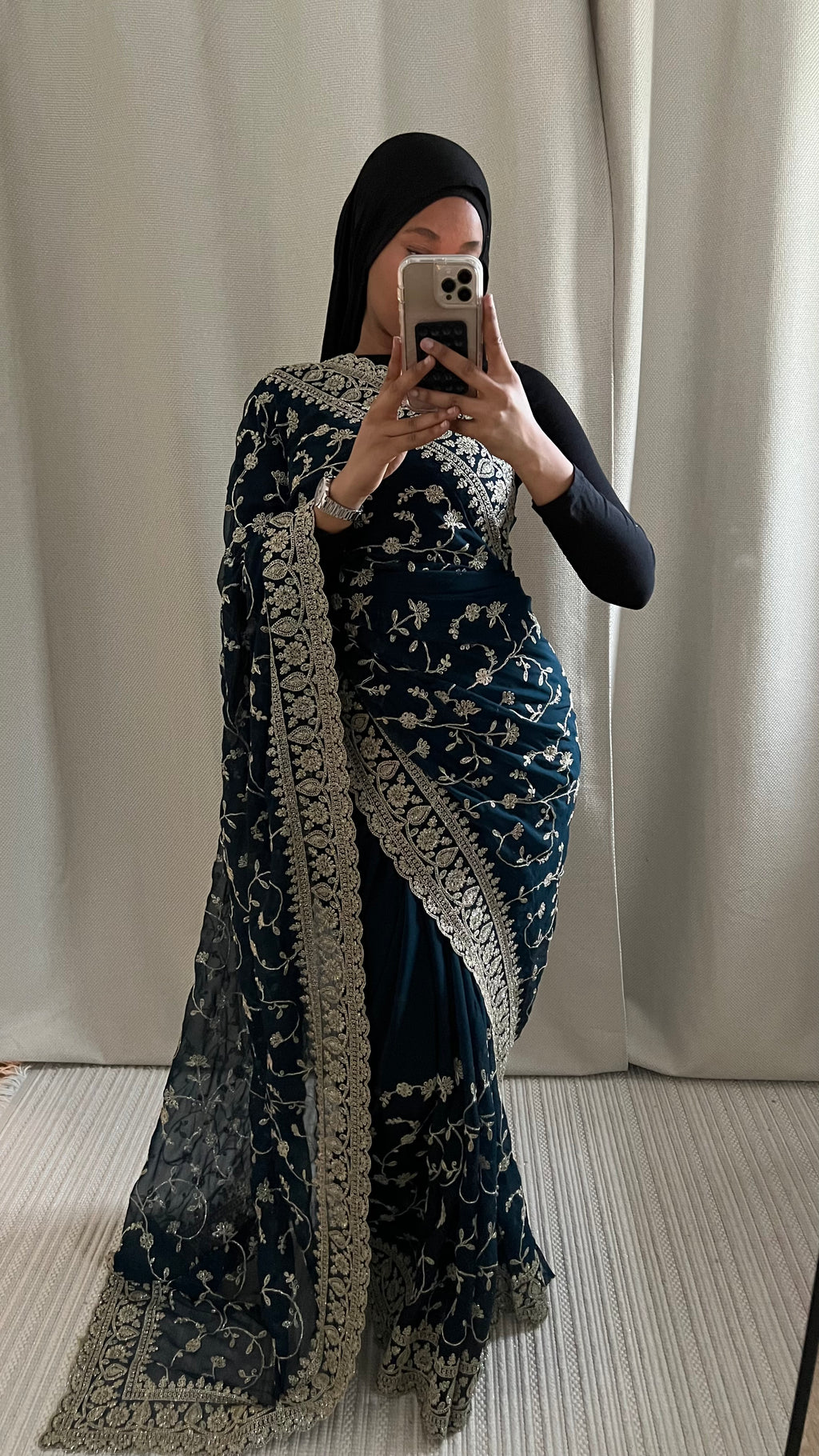 Saree Jihane bleu