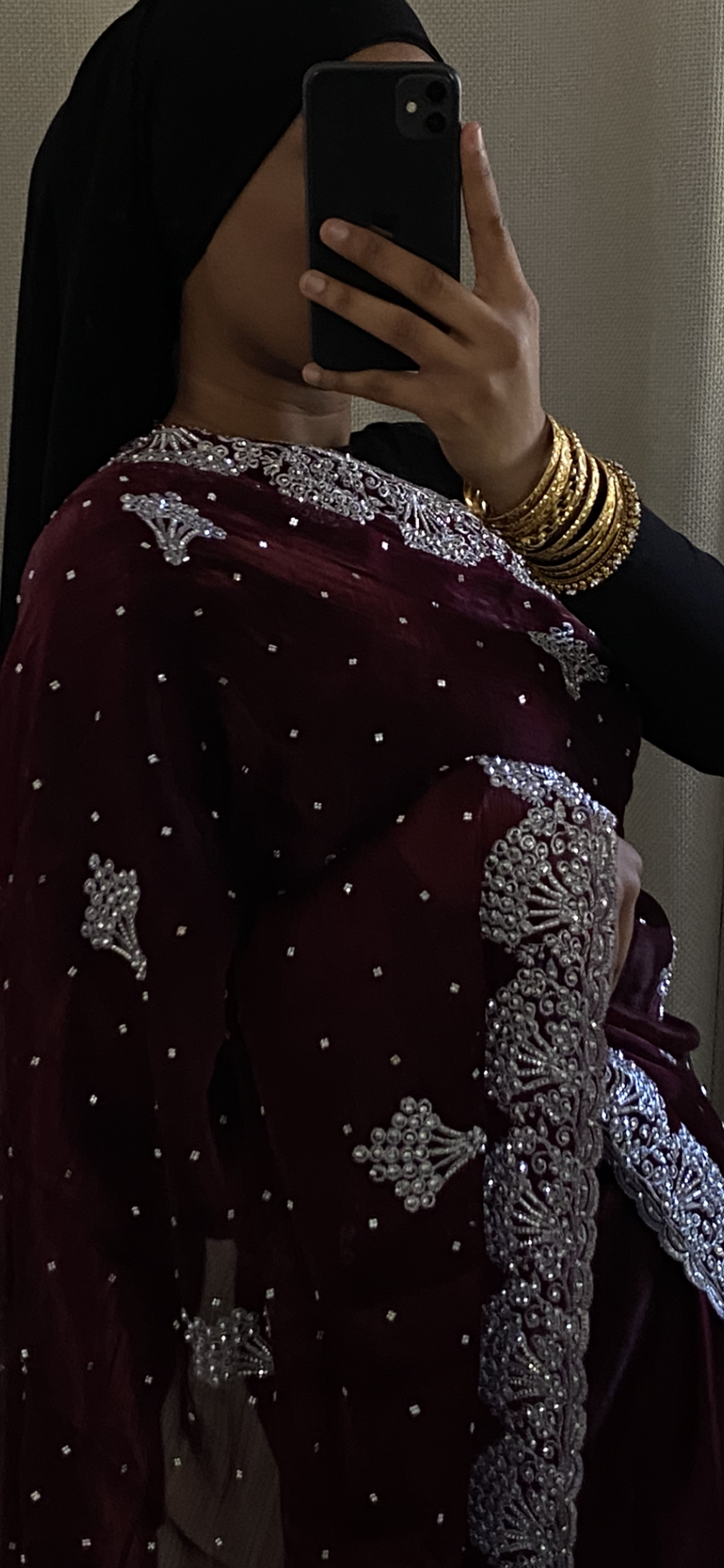 Saree Organza bordeau