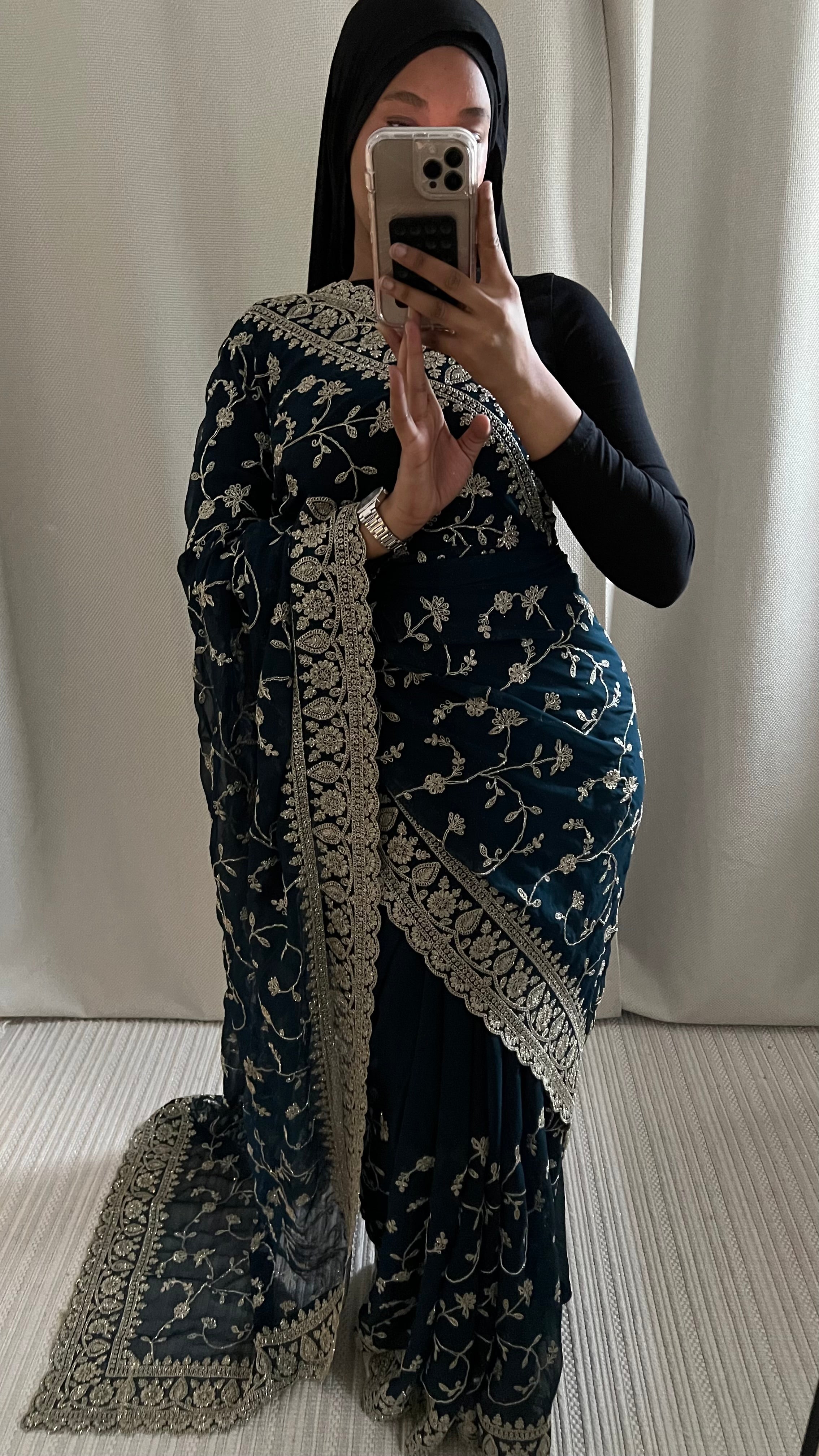 Saree Jihane bleu