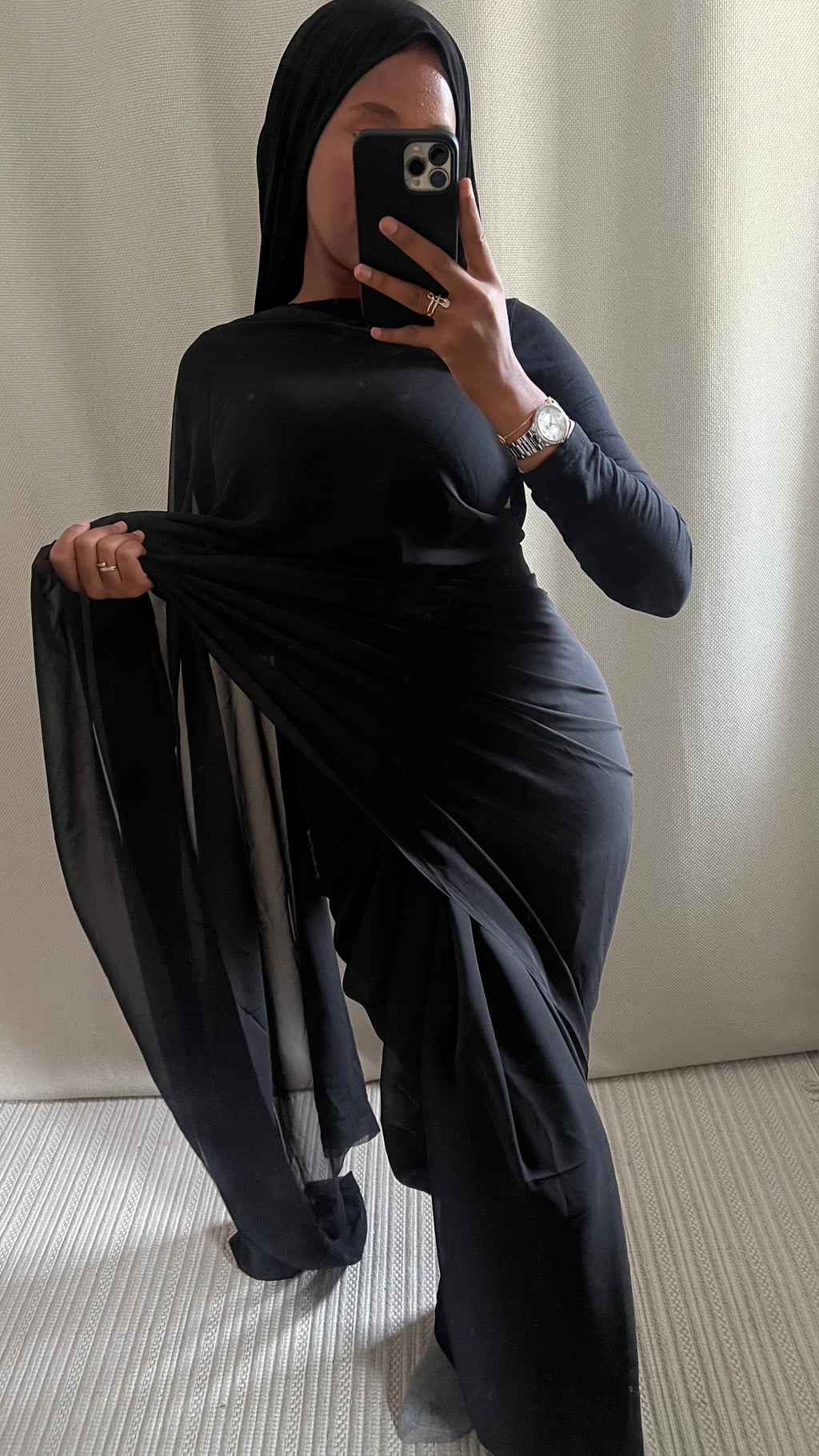 Saree uni noir