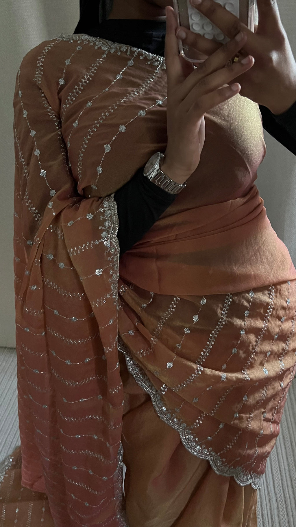 Saree Nouriya orange  pastel